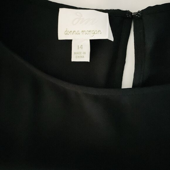 Donna Morgan Women’s Mesh Gold/Black Sheath Dress Size 14 - Picture 5 of 5